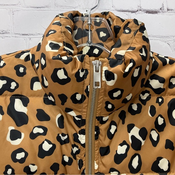 Who What Wear Gold Leopard Print Puffer Jacket Size Small - Picture 3 of 6